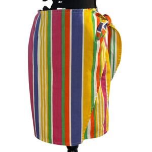 USA Made VTG Courage My Love Wrap Skirt 100% Cotton Unlined Multicolor Stripe M